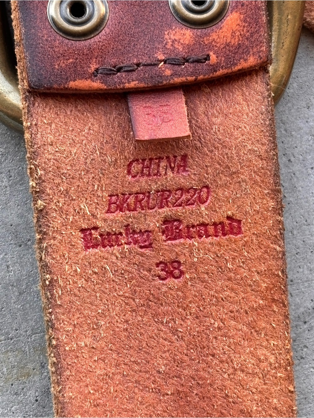 Lucky Brand Vintage Leather Belt Brass Buckle Western Americana Boho size 38 - Picture 6 of 6